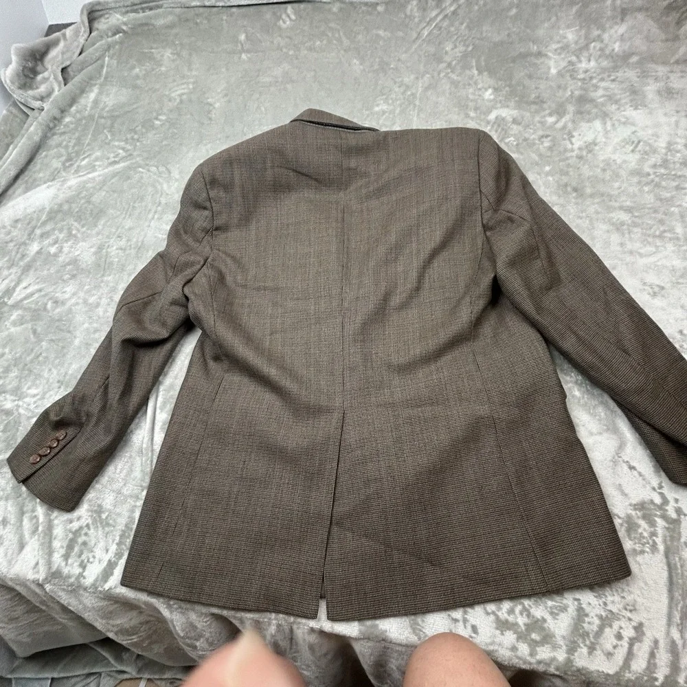 Ralph Lauren Men's 44R 100% Wool Houndstooth Sport Coat Blazer Brown